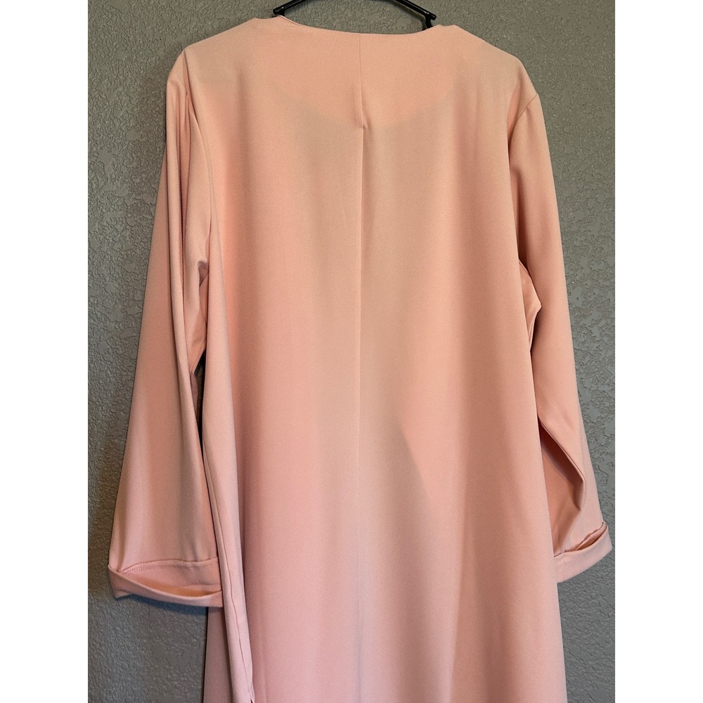 GNW Womens Plus Size 2X Peach Pink Open Front Draped Trench Coat Jacket NWT - Picture 5 of 14